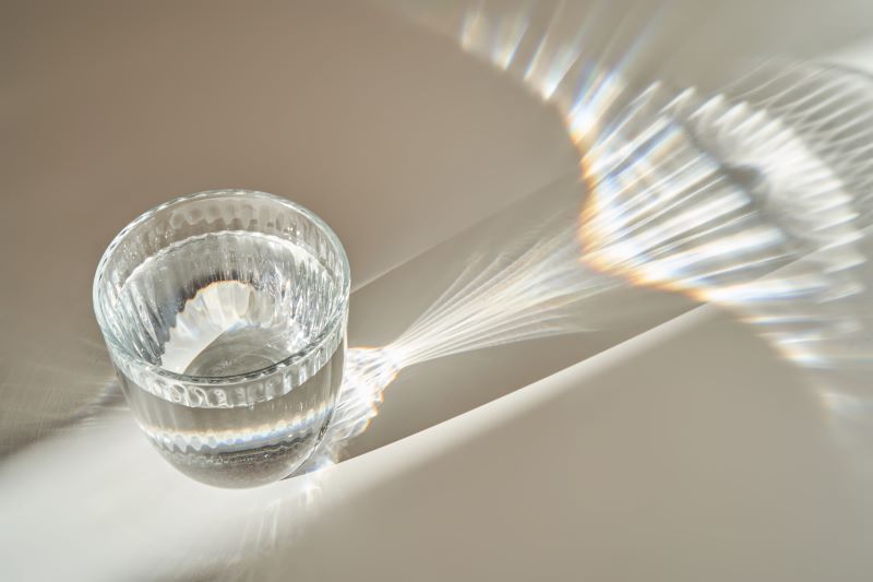 a glass of clean drinking hot water