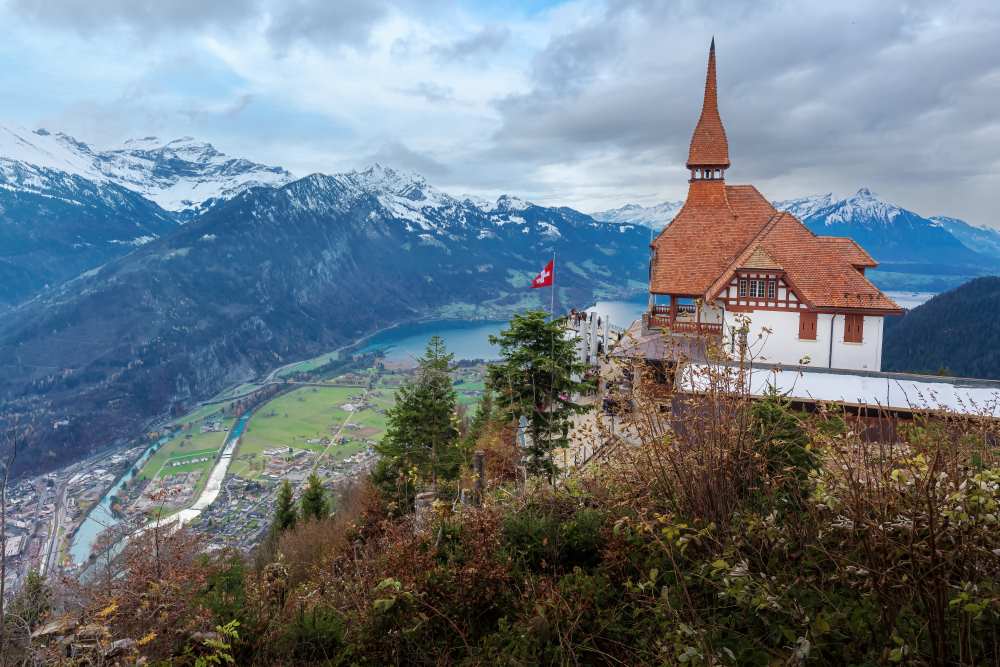 swiss alpine village in the mountains in switzerland