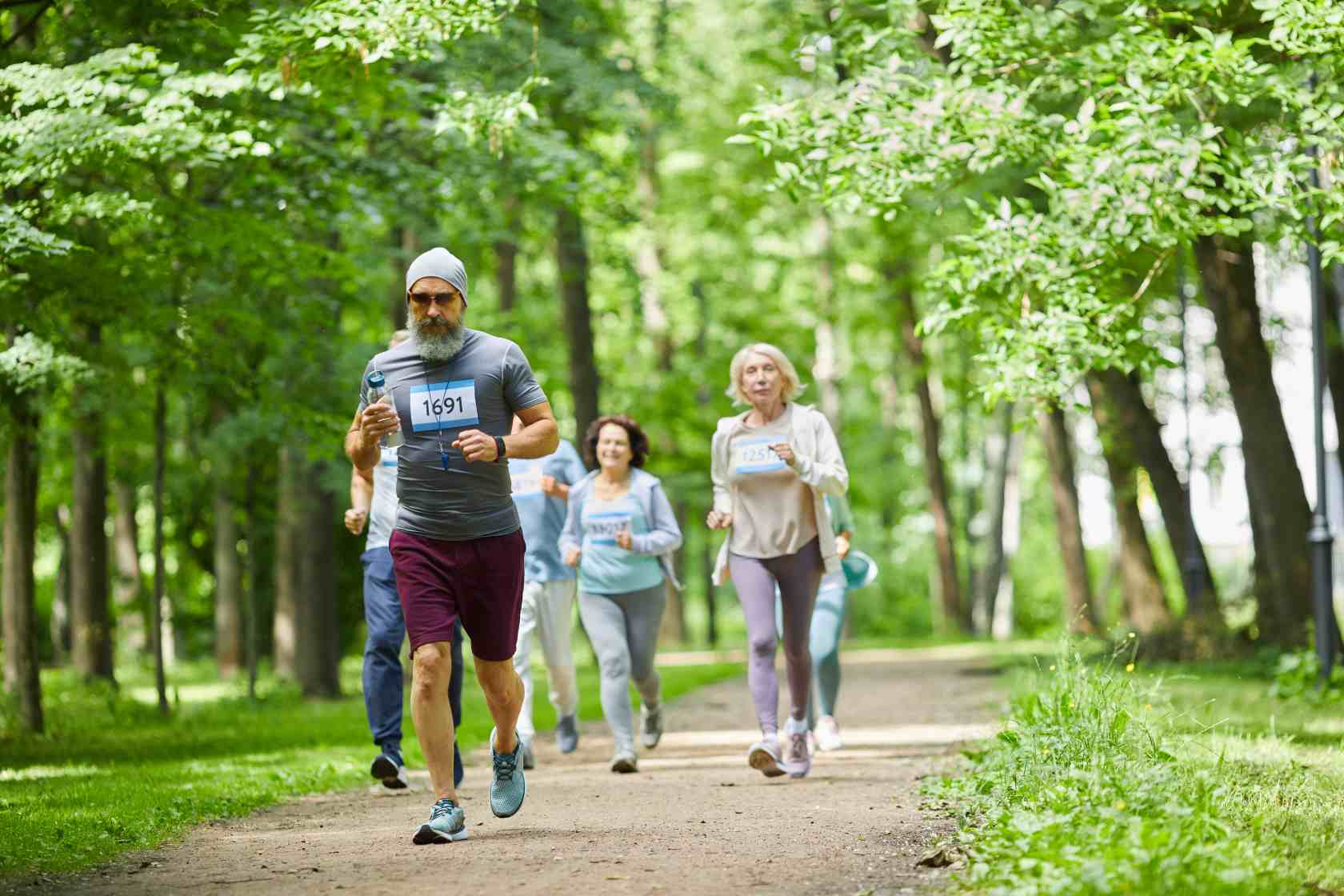 aged people running marathon