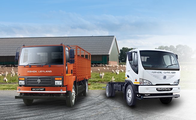 two ashok layland trucks