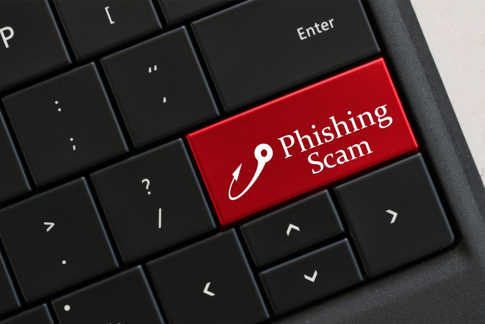 phising scam on a button