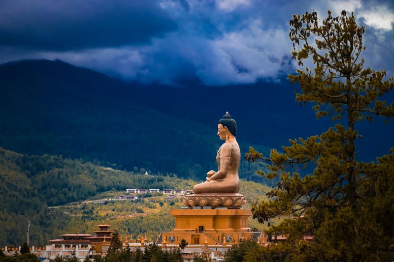 view of buddha dordenma statue in bhutan