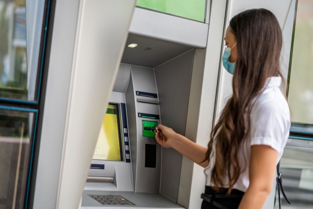 a woman at atm