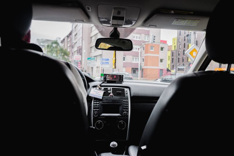 backseat view of car