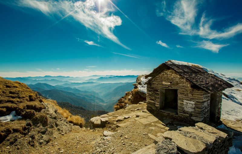 small house in top of mountain