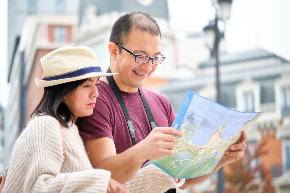 couple looking at map