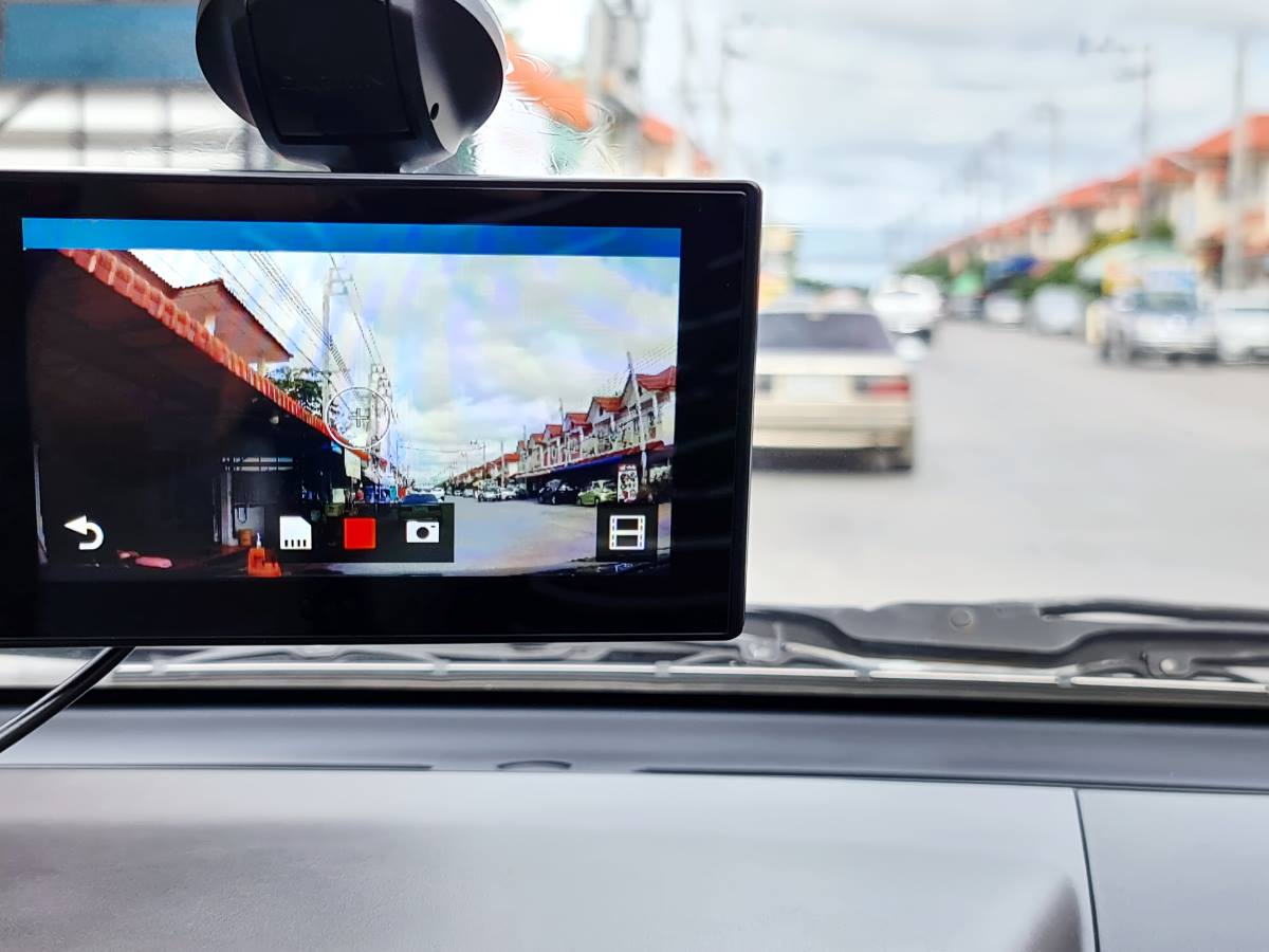 closeup view of a rear view camera