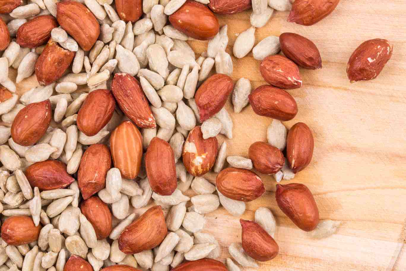 close-up-of-peanuts-and-sunflower-seeds