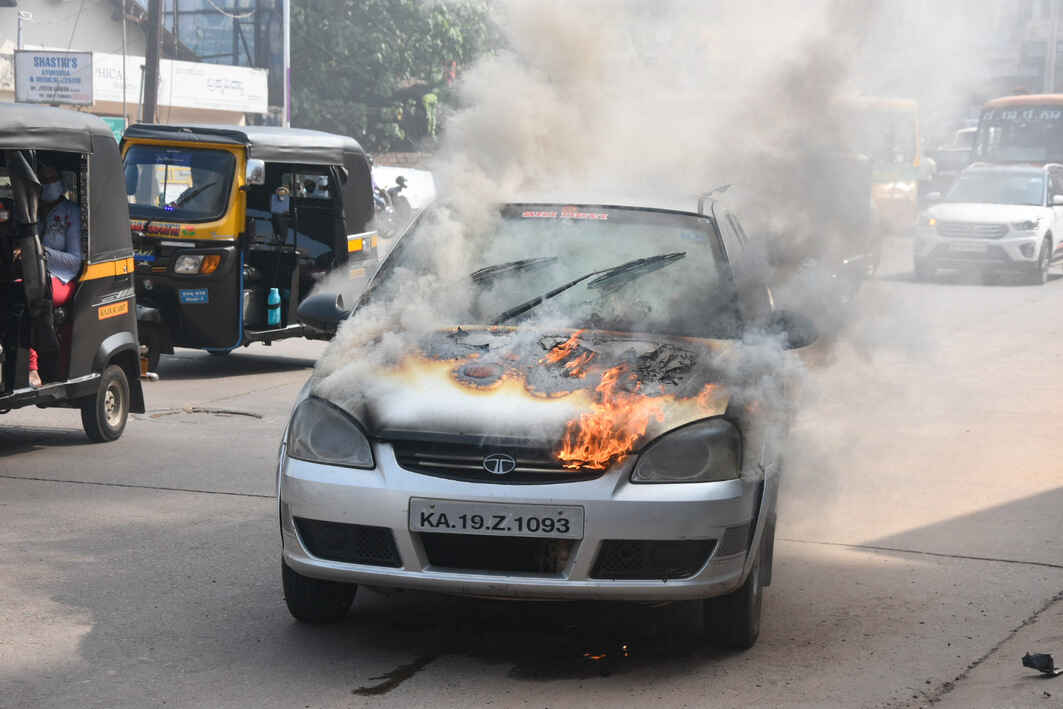 car catches fire