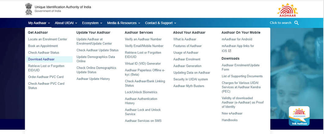 e-aadhaar card