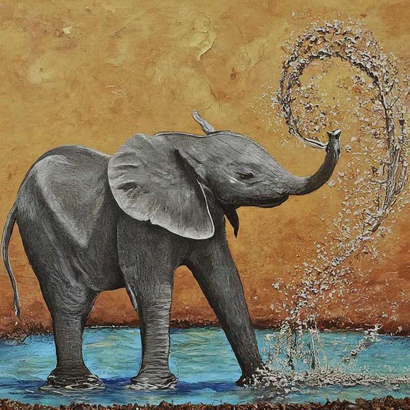 Elephant Playing with Water