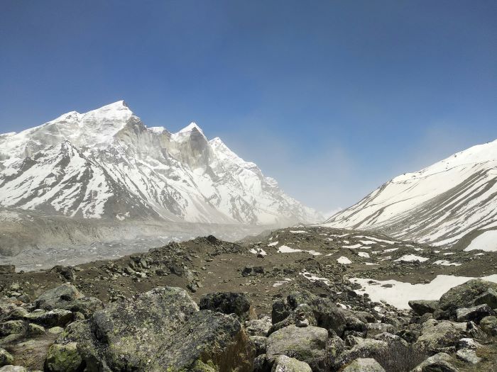 snow covered mountains in gangotri