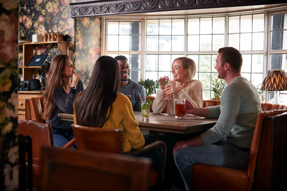 group of people at pub