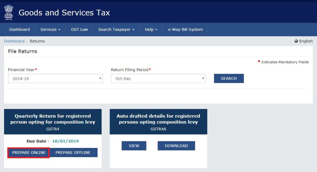 gstr 4 on gst portal