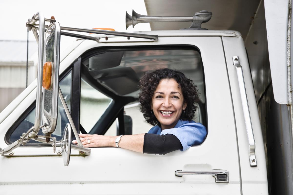 woman truck driver and company