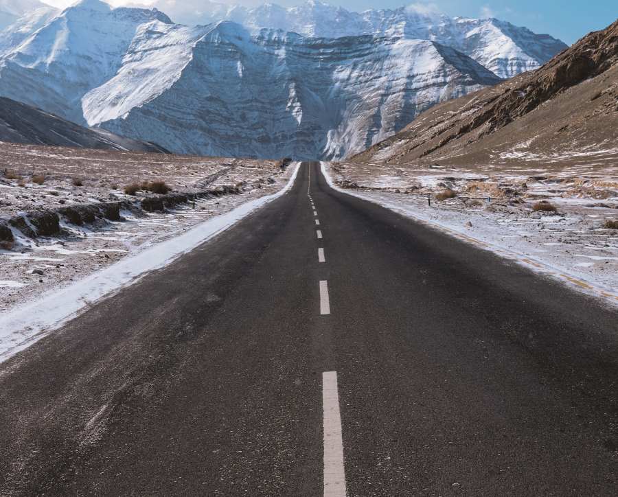 wonderful view of leh mountains covered by snow