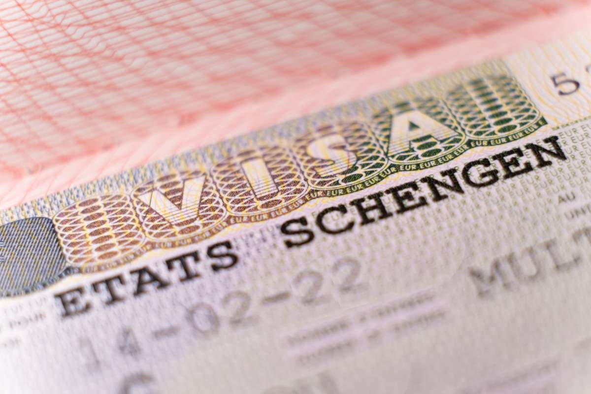 closeup view of schengen visa