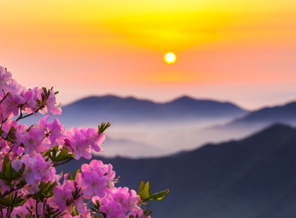 pink flower and sun