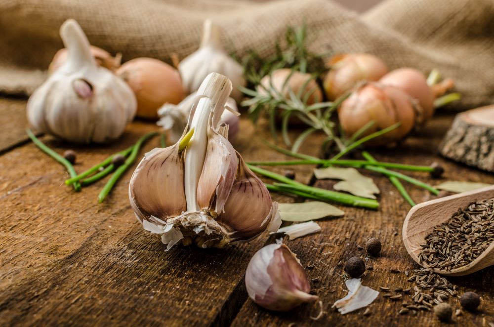 onions garlic and herbs