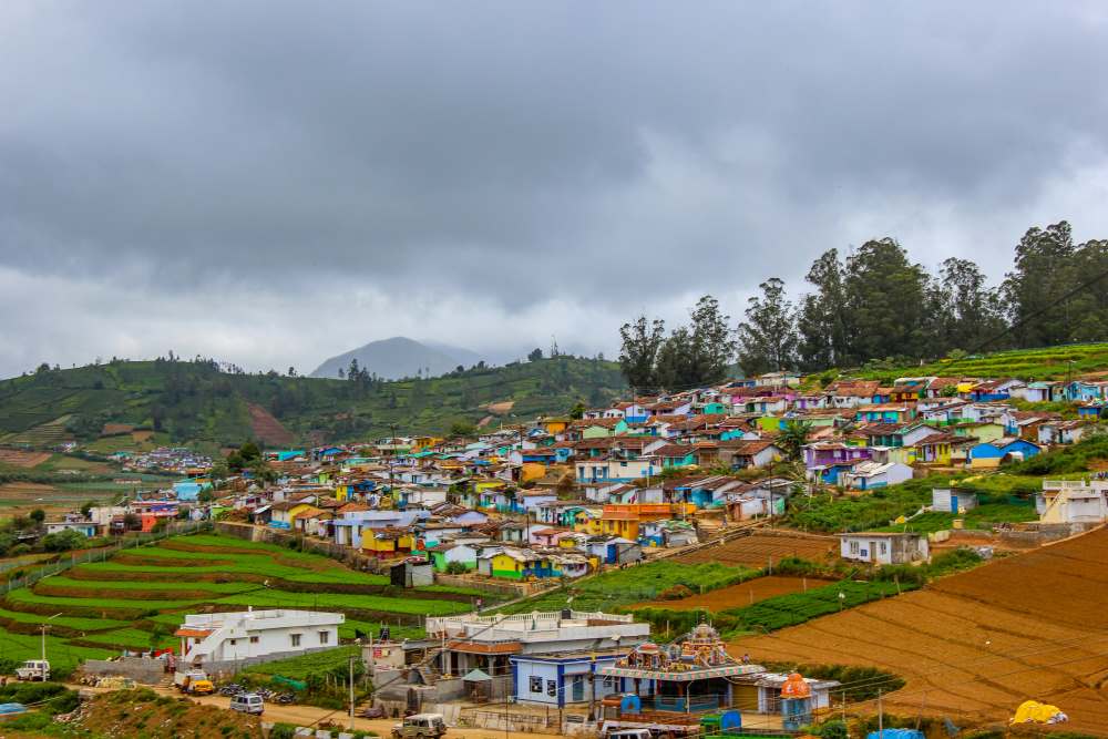 wonderful view of village surrounded by hills in ooty