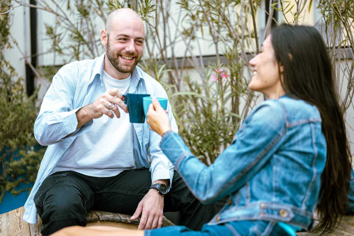 couple having outdoor tea