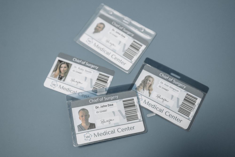 identity card of different people in medical field