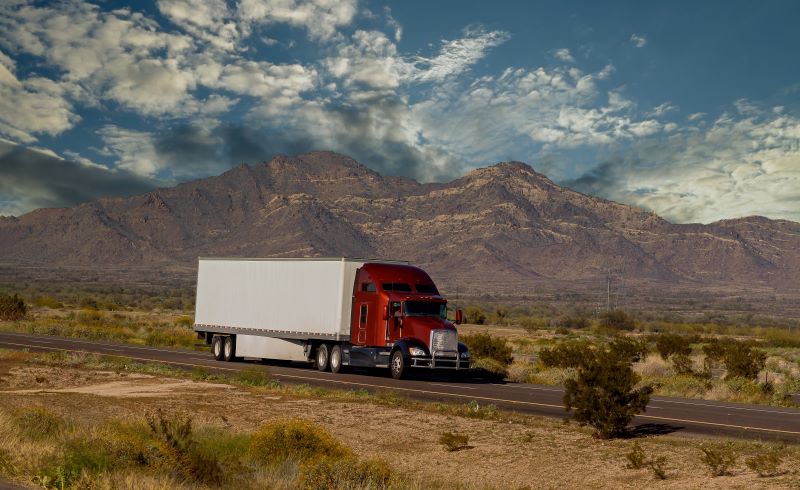 refrigerator truck on road