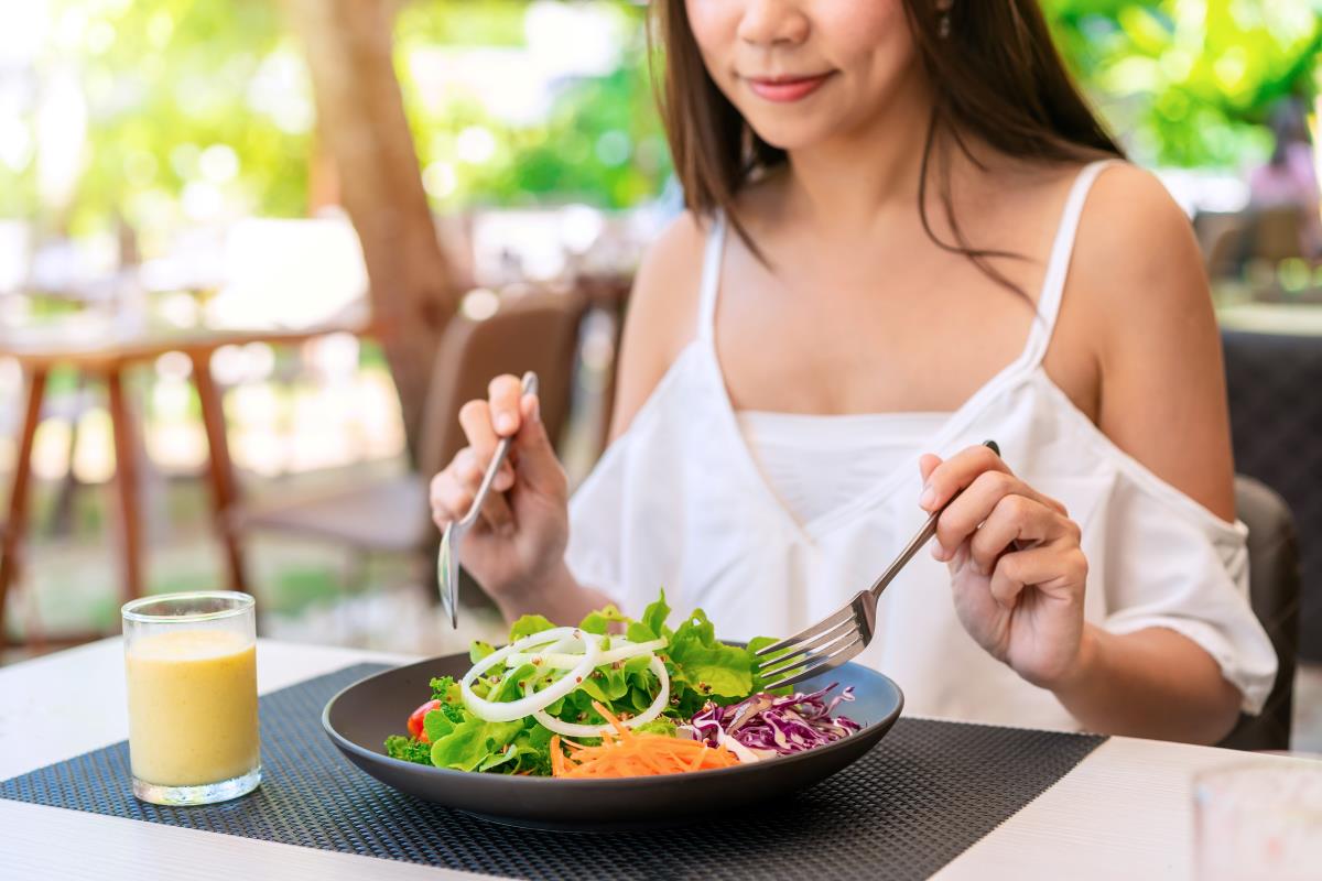 a girl at restaurant