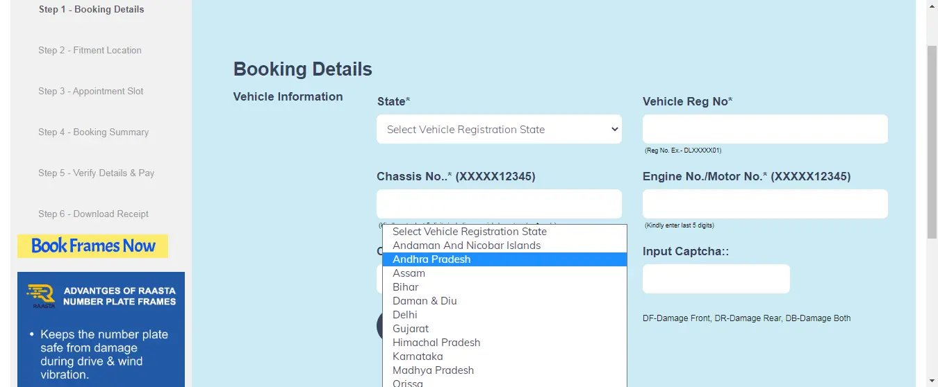 select rajasthan as the registration state