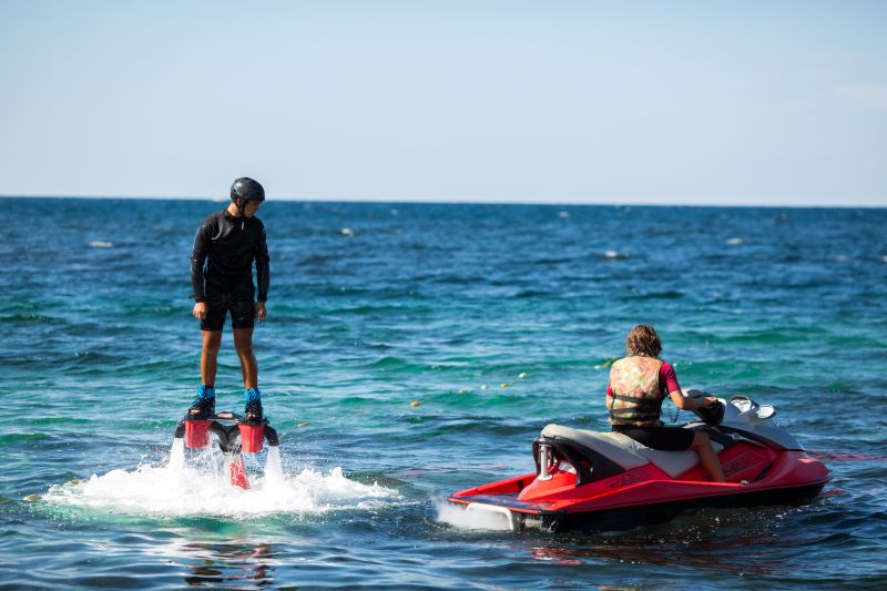 fly board rider in the sea