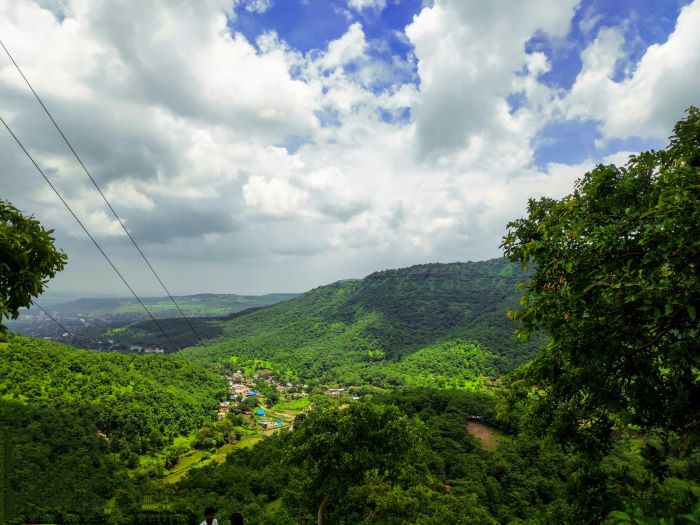 view from top of sinhagad hills