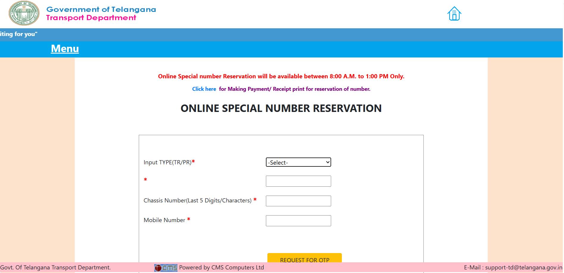 Step Five of How to Book a Fancy Number Online in Hyderabad