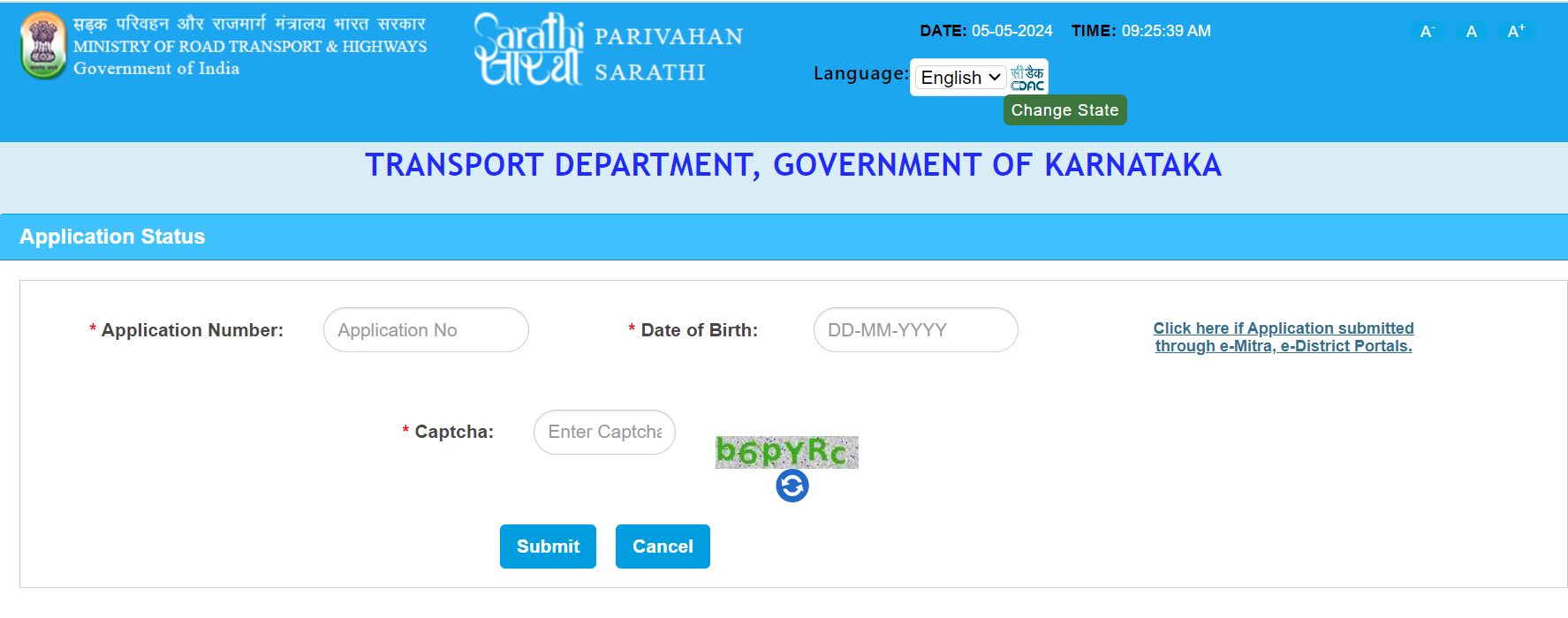 check driving licence application