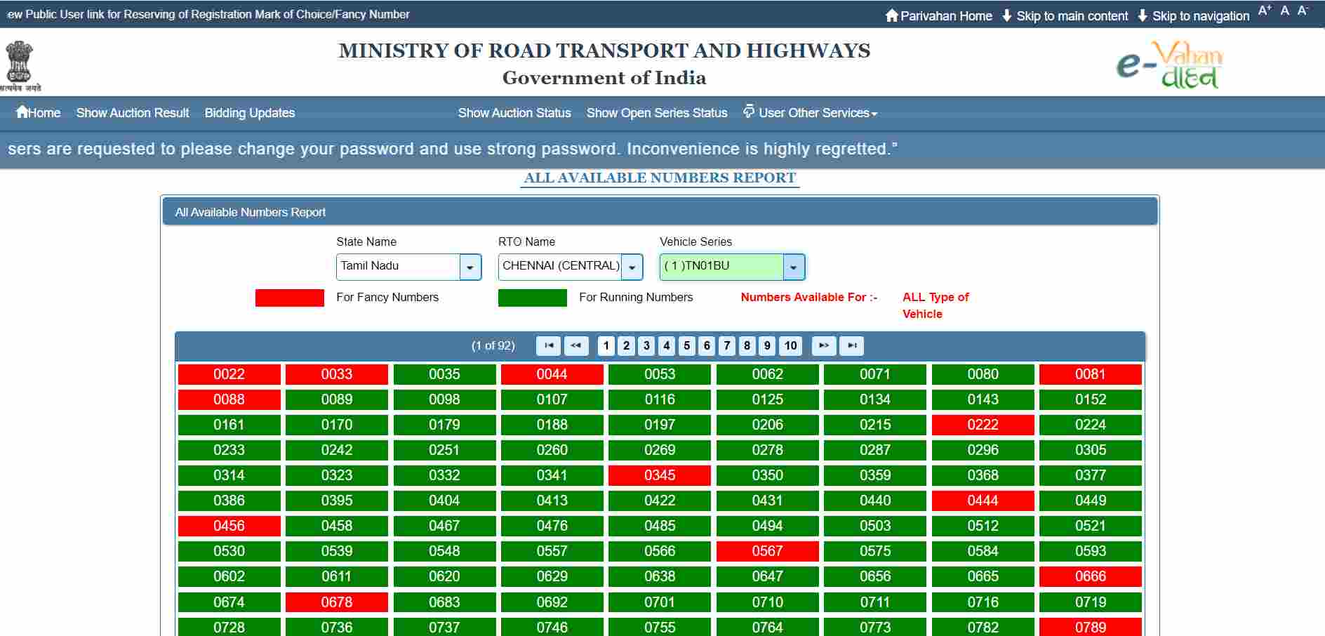 Step Three of How to Check Availability of Fancy Number in Chennai