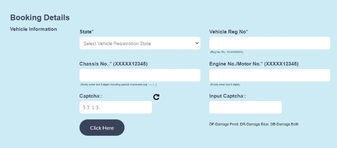 Step two of how to apply of duplicate hsrp in ahmedabad