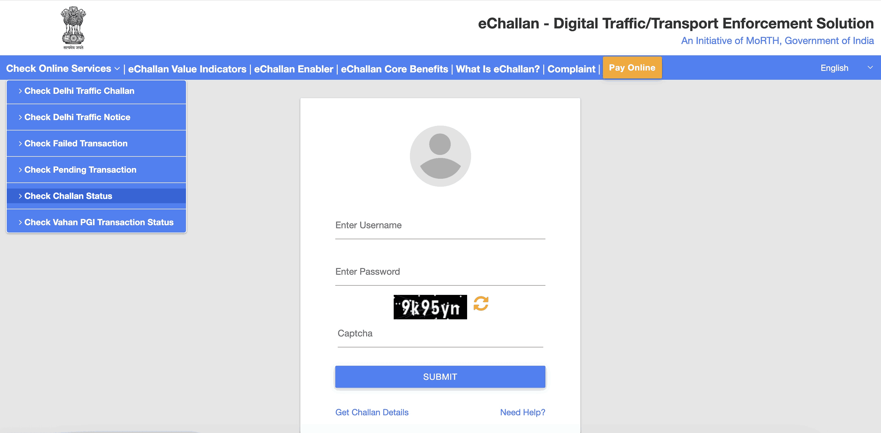 Check e-challan