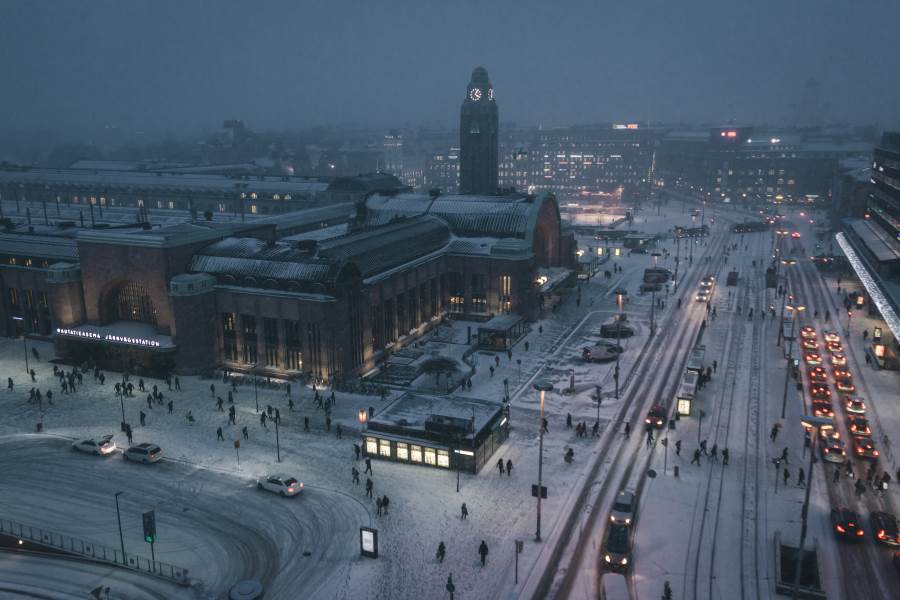 city covered with snow