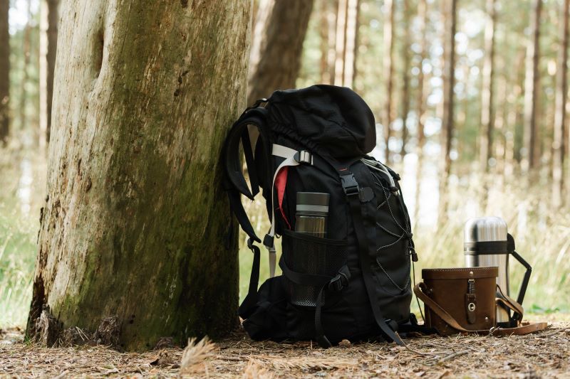 traveler's backpack on the ground