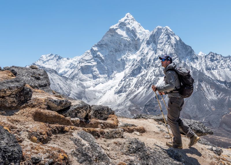 trekker exploring mountain track