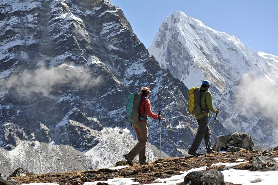 two friends enjoying their trekking