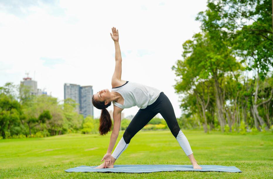 Performing Triangle Pose