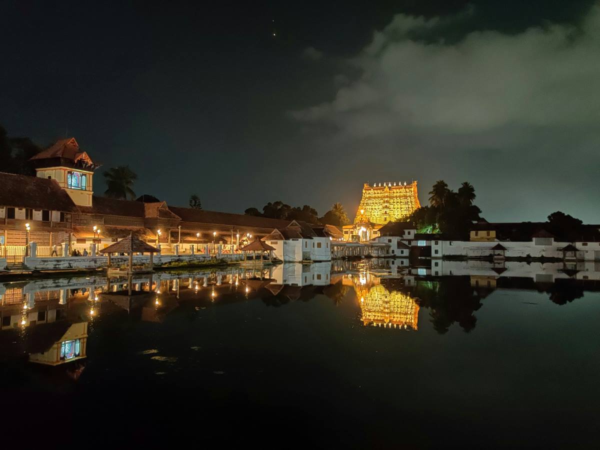 night view of temple in trivandrum