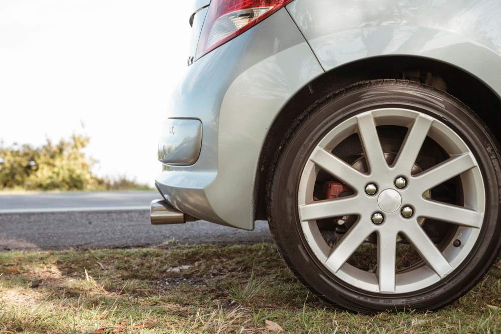 tyre rotation in a white color car