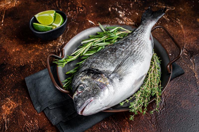 Uncooked Rraw Sea Bream or Dorado Fish