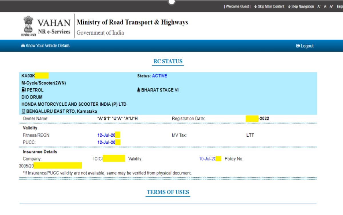 get the complete rto vehicle details in vahan website