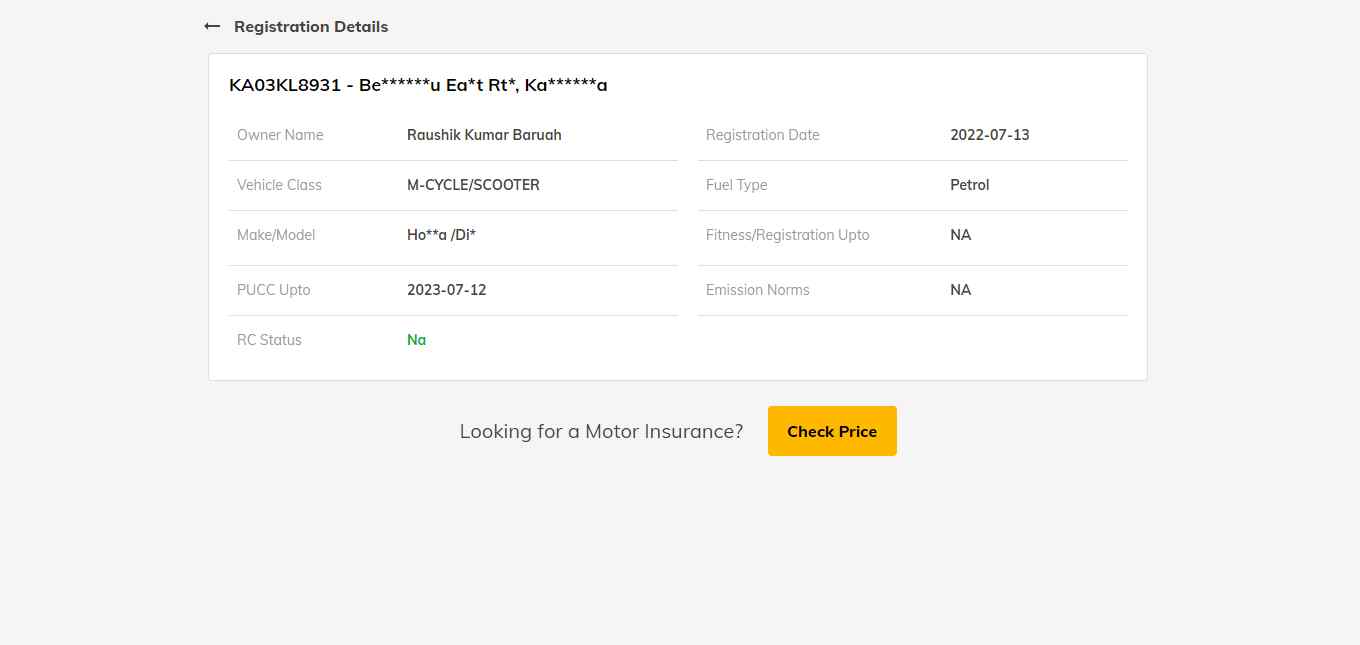 How To Find Vehicle Owner Details By Registration Number Online