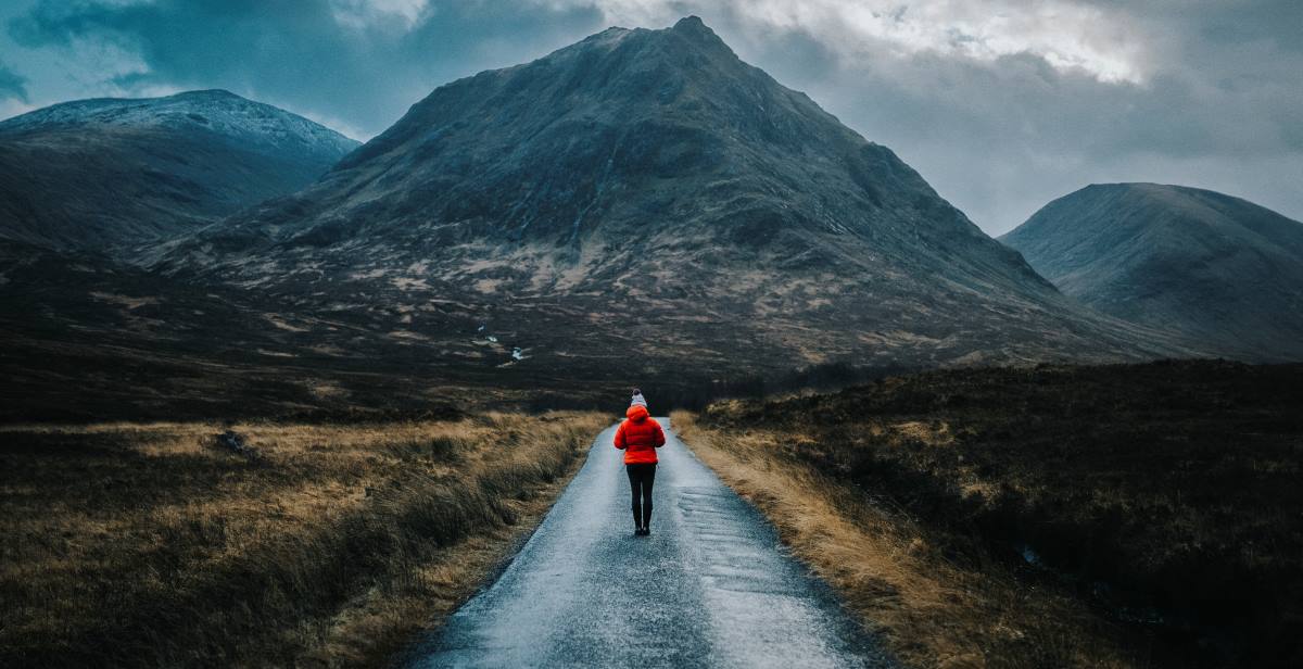 walking alone in the highland