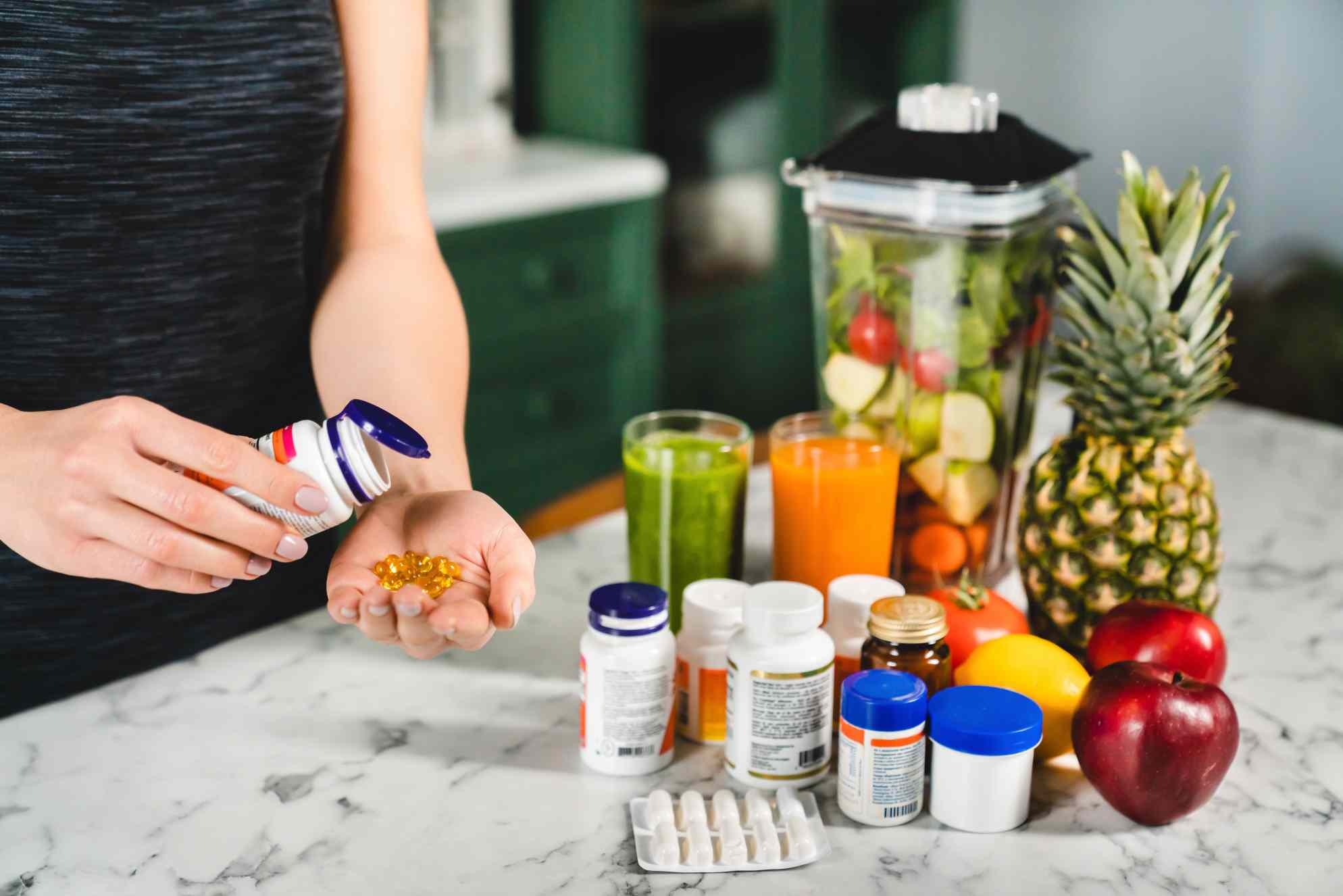 woman taking food supplements