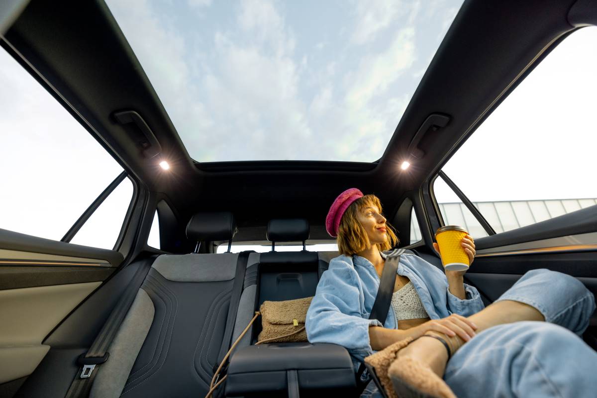 panoramic sunroof view in car