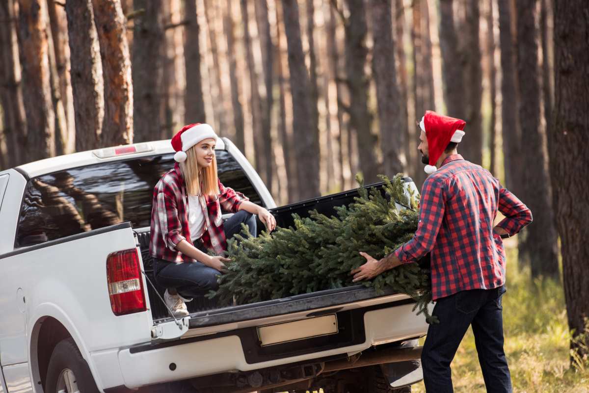 couple with pickup truck